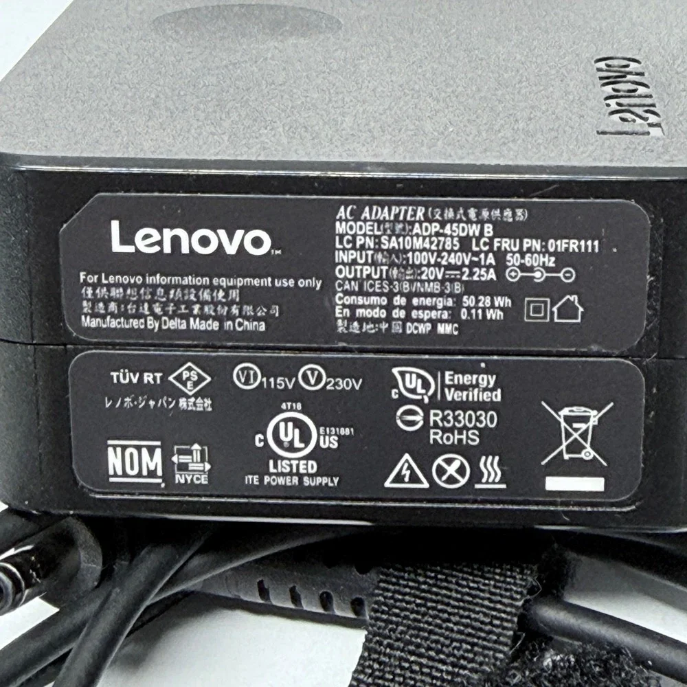 Lenovo 45W AC Adapter Laptop Charger ADP-45DW B 20V 2.25A SA10M42785 Black